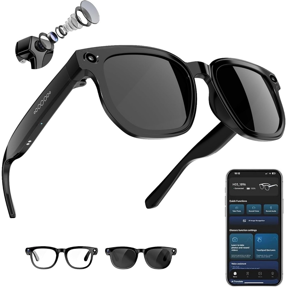 Smart Glasses Lens - Gafas Inteligentes con Cámara de 8MP,